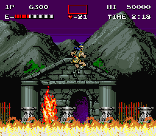Haunted Castle Arcade Screenshot: Fire! Dodge the flames here...