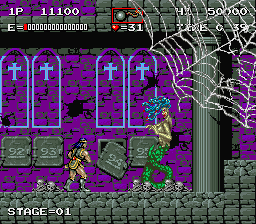 Haunted Castle Arcade Screenshot: The first end of level boss.