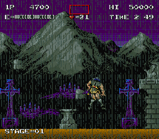 Haunted Castle Arcade Screenshot: A deadly wall! Flying blocks are dangerous, avoid them...