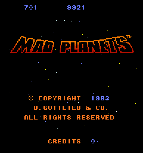 Mad Planets Arcade Screenshot: Title screen.