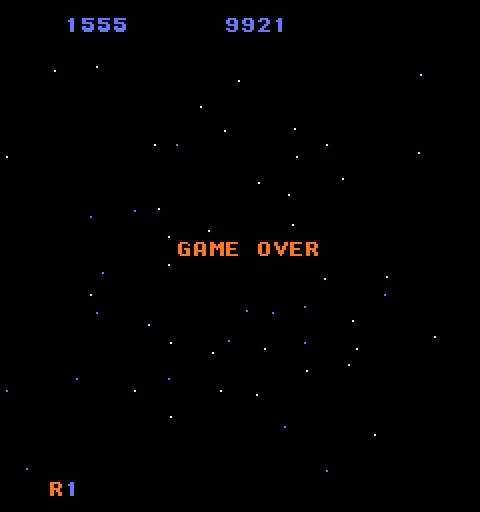 Mad Planets Arcade Screenshot: Game over.