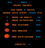 Mad Planets for Arcade - Point values.