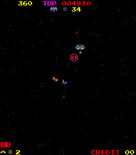 Space Firebird for Arcade - Blasting off and destroying some enemies in the process.