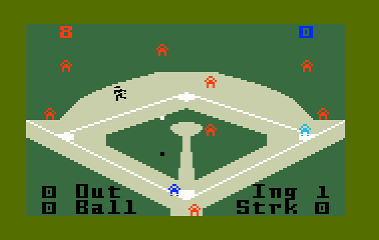World Championship Baseball Intellivision Screenshot: A hit into left field...