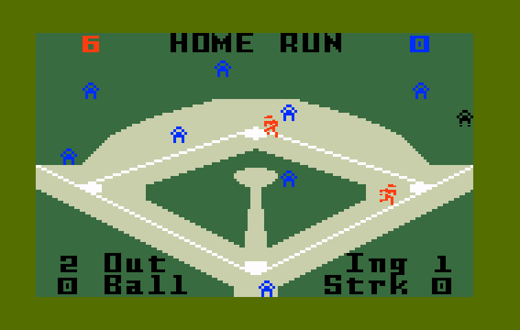 World Championship Baseball Intellivision Screenshot: It's a home run!