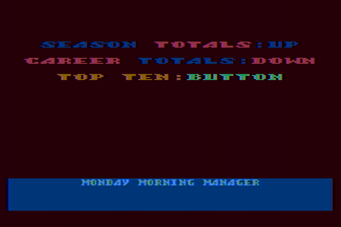 Monday Morning Manager Atari 8-bit Screenshot: There are some stats to view...