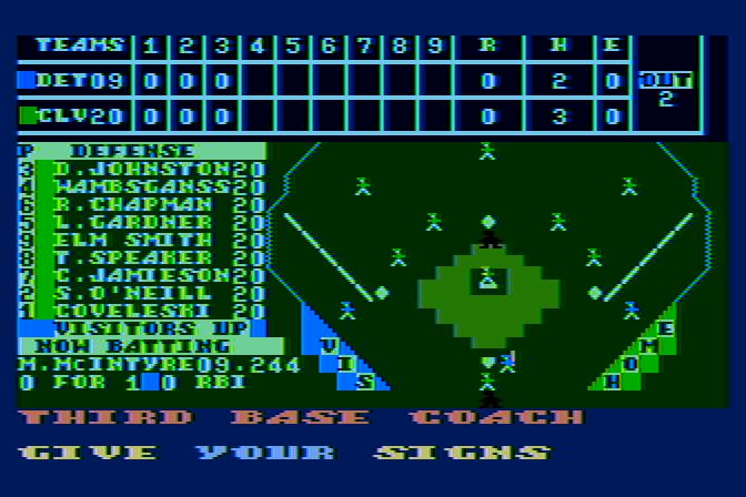 Monday Morning Manager Atari 8-bit Screenshot: Third base coach, give your signs...