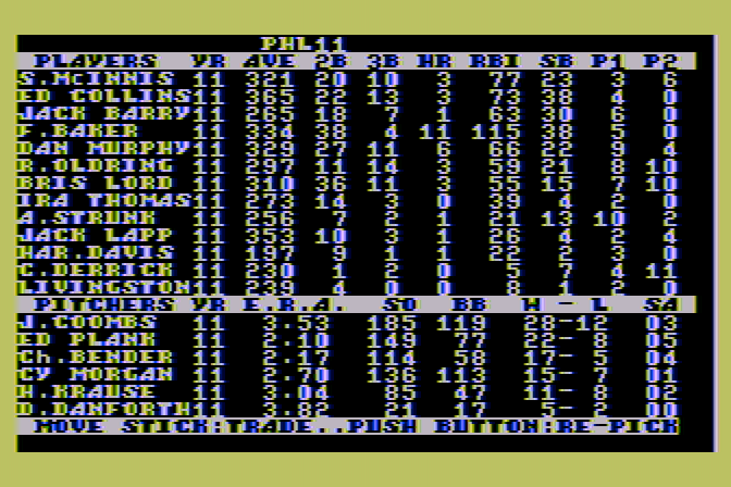 Monday Morning Manager Atari 8-bit Screenshot: Player trade menu.