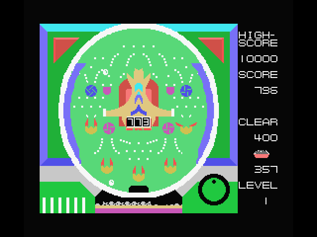 Pachinko-U.F.O. MSX Screenshot: Balls are starting to collect at the bottom...