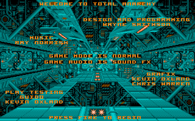 Anarchy Amiga Screenshot: Main menu.