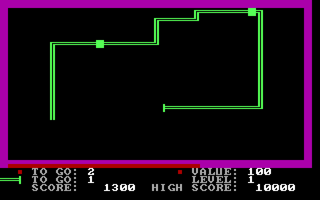 PacWorm IBM PC/Compatibles Screenshot: Don't crash into your own tail!