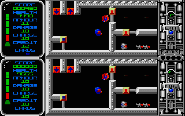 Captain Fizz Meets the Blaster-Trons Atari ST Screenshot: You'll need key cards to open these doors.