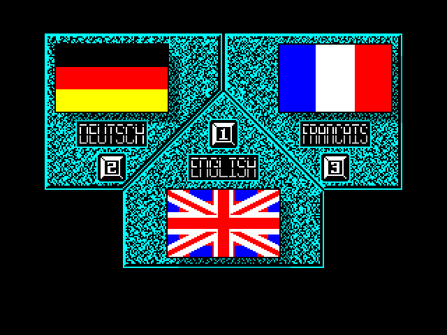 Captain Fizz Meets the Blaster-Trons ZX Spectrum Screenshot: Language selection.