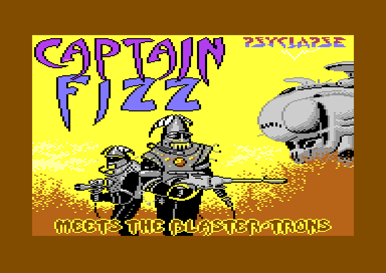 Captain Fizz Meets the Blaster-Trons Commodore 64 Screenshot: Title screen.