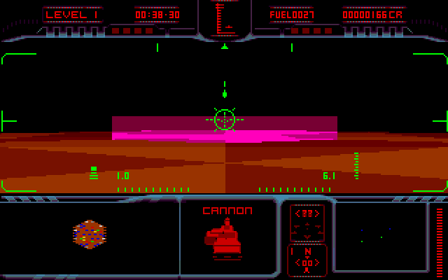 Matrix Marauders Amiga Screenshot: An obstacle in the middle of the playfield.