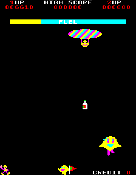 Naughty Boy Arcade Screenshot: Drop objects and try to hit that dancing target!