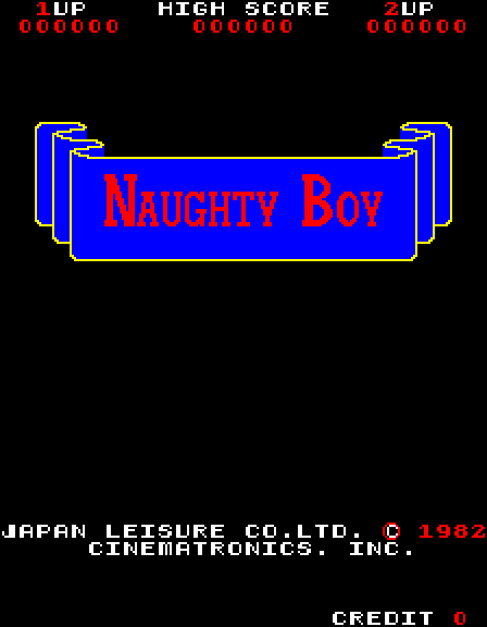 Naughty Boy Arcade Screenshot: Title screen (U.S. version).