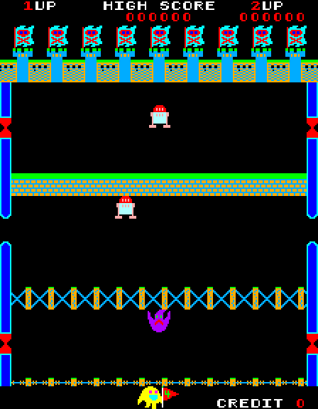 Naughty Boy Arcade Screenshot: Each level begins with an overview where the screen scrolls from top to bottom.