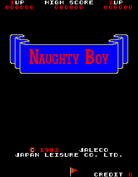 Naughty Boy Arcade Screenshot: Title screen (Japanese version).