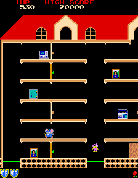 Mappy Arcade Screenshot: Collect all the paintings and other objects!
