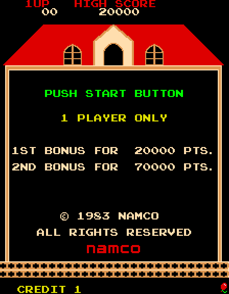 Mappy Arcade Screenshot: Press start button to begin!