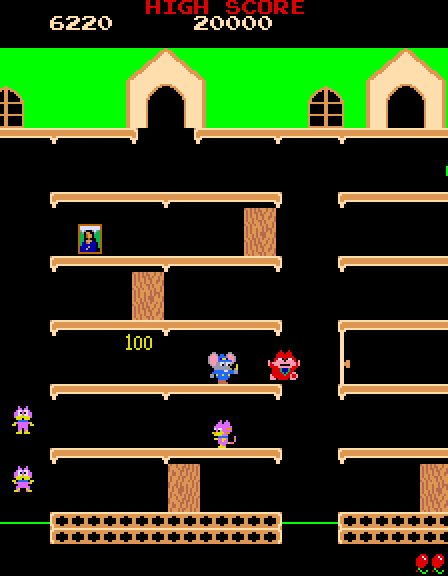 Mappy Arcade Screenshot: Watch out, don't get caught!