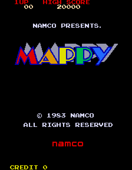 Mappy Arcade Screenshot: Title screen.