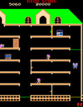 Mappy for Arcade - On the second level trampolines appear in more locations creating a maze.