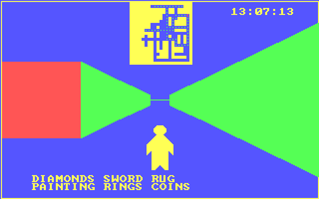 Treasure Hunt IBM PC/Compatibles Screenshot: You can show a complete map of the maze to see where you've been.