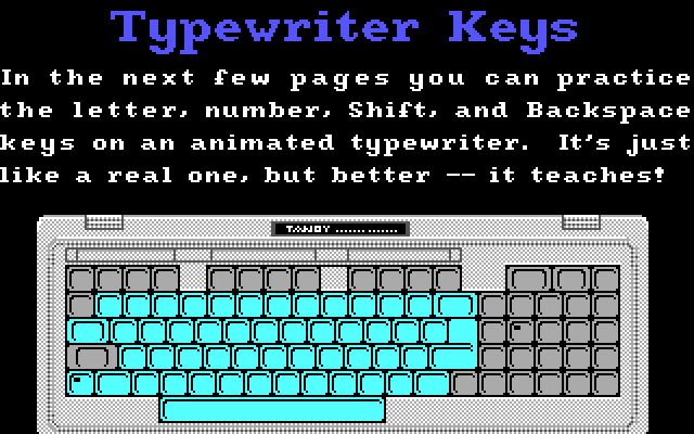FUNdamentals, The IBM PC/Compatibles Screenshot: About typewriter keys.