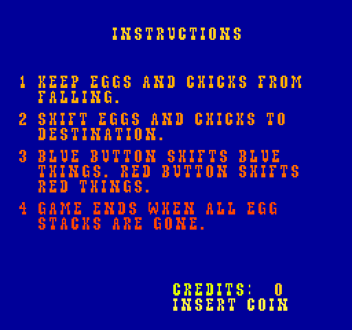 Chicken Shift Arcade Screenshot: Game instructions.