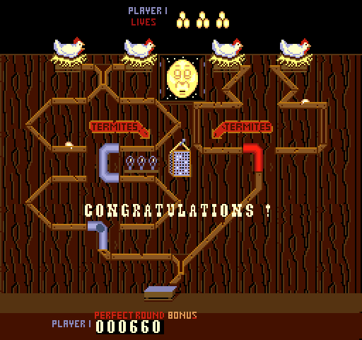 Chicken Shift Arcade Screenshot: Congratulations, level completed!