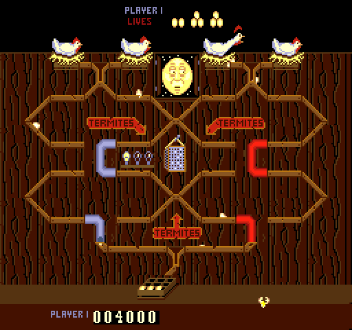 Chicken Shift Arcade Screenshot: The second level is more complex and moves faster.