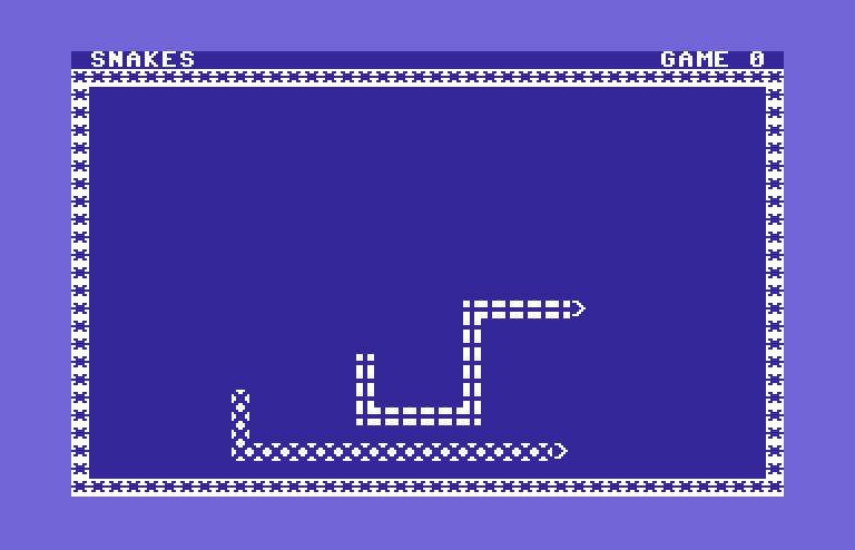 Games III Commodore 64 Screenshot: Snakes: game start.