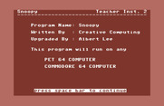 Games III for Commodore 64 - Snoopy: Teacher instructions.