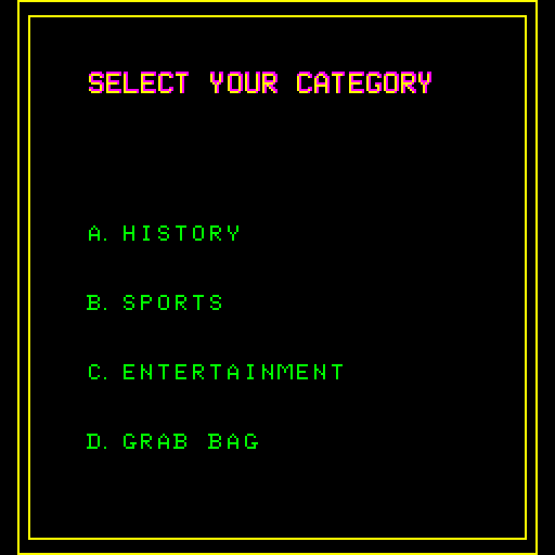 Fax Arcade Screenshot: Select a category.