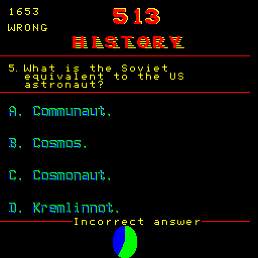 Fax Arcade Screenshot: Oops, a wrong answer this time...