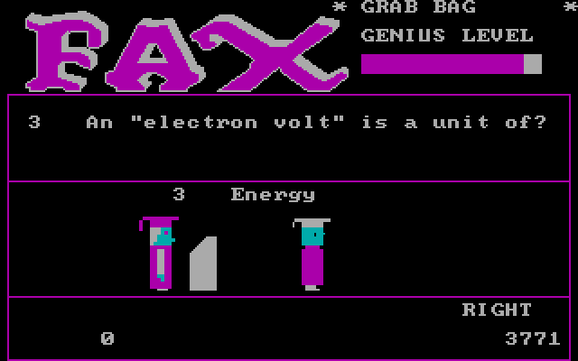 Fax IBM PC/Compatibles Screenshot: Player two got an answer right!