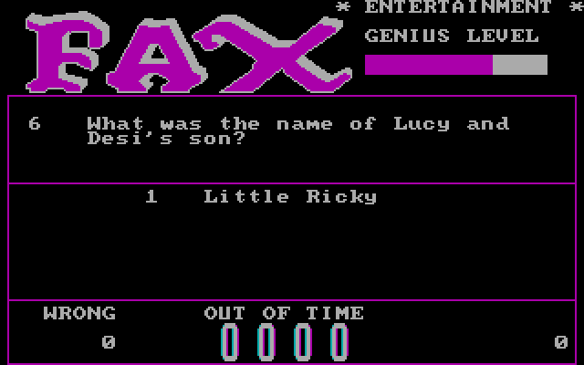 Fax IBM PC/Compatibles Screenshot: Out of time, no one got this question right!