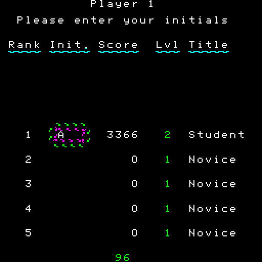 Fax 2 Arcade Screenshot: A new high score!