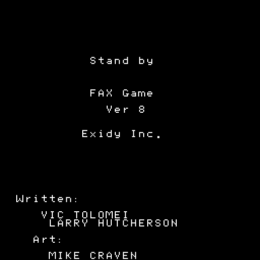 Fax 2 Arcade Screenshot: Game startup screen.