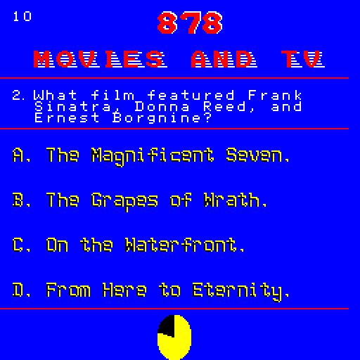 Fax 2 Arcade Screenshot: How about a movies and tv question?