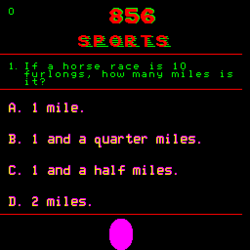 Fax 2 Arcade Screenshot: Here's the first question.