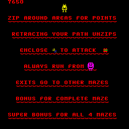 Pepper II Arcade Screenshot: Game instructions.