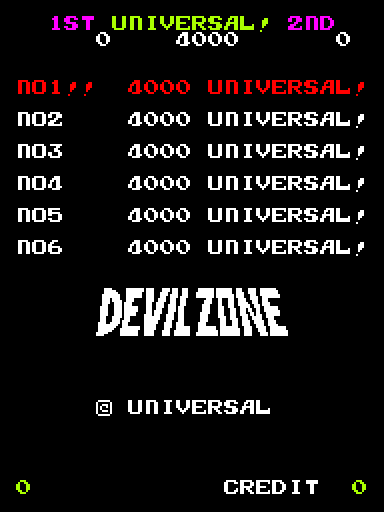 Devil Zone Arcade Screenshot: High scores.