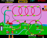 Mr. Do's Wild Ride for Arcade - Scene 6 features some looping platforms.