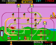 Mr. Do's Wild Ride for Arcade - This scene features some moving platforms.
