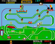 Mr. Do's Wild Ride for Arcade - Oh no, I was knocked over by a rollercoaster!