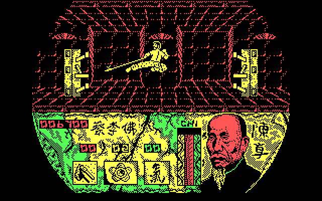 Choy Lee Fut Kung-Fu Warrior IBM PC/Compatibles Screenshot: Jumping and attacking a target.
