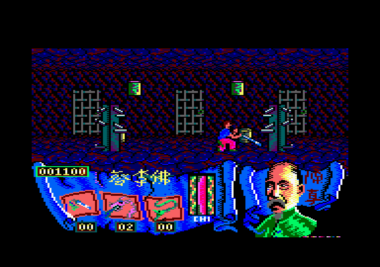Choy Lee Fut Kung-Fu Warrior Amstrad CPC Screenshot: Now for some practice with a weapon.